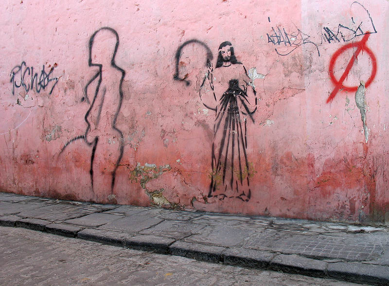 Zp?t a Arequip?, graffiti Je??e a mo?cho mu?e